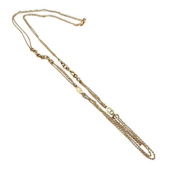 Vintage! Christian Dior Solid 18k Gold CD Three Strand 28" Long Necklace Germany - Picture 13 of 14